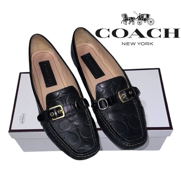 Coach (EUC) Stacie Leather Embossed Flats, Size 9.5 - Picture 1 of 12
